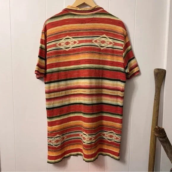 Vintage Polo Ralph Lauren Aztec 100% Cotton Southwestern Polo Shirt - Picture 8 of 12